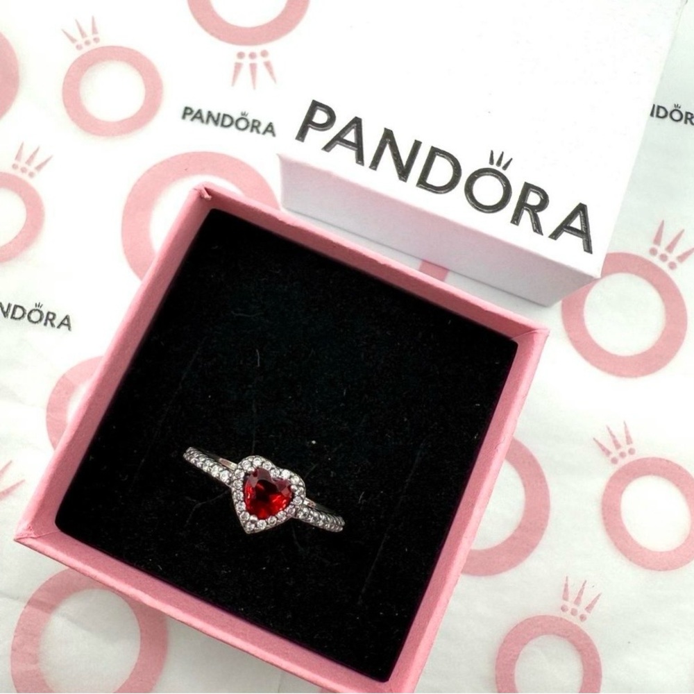 Pandora Red Heart Ring new Size 8